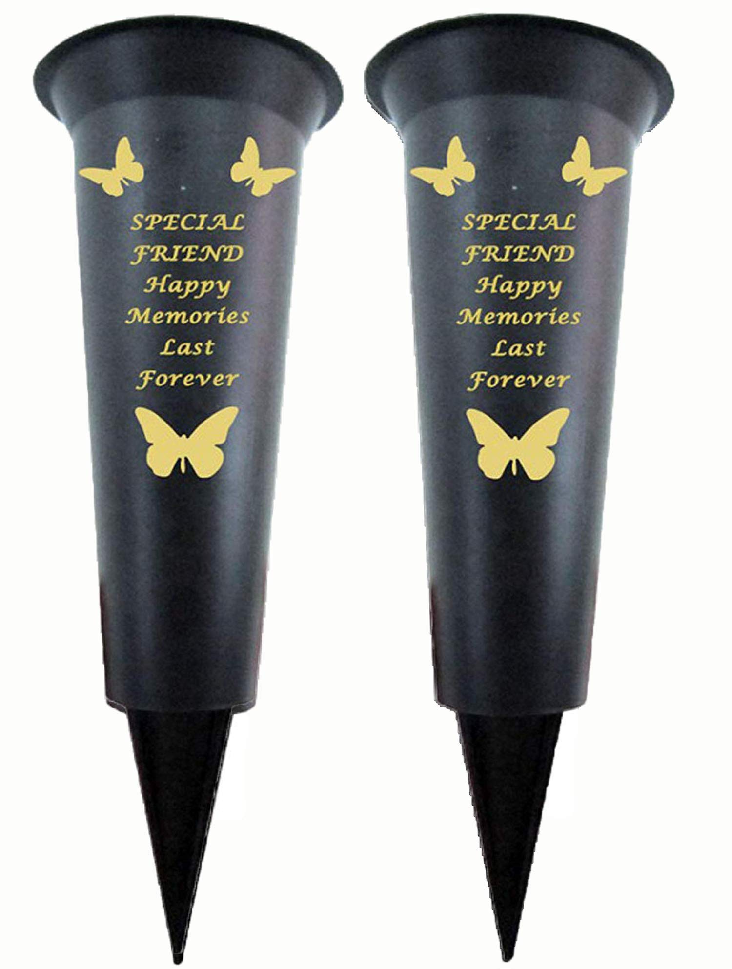 Special Verse Graveside Memorial Grave Spiked Flower Vase (Friend, 2 Pack)