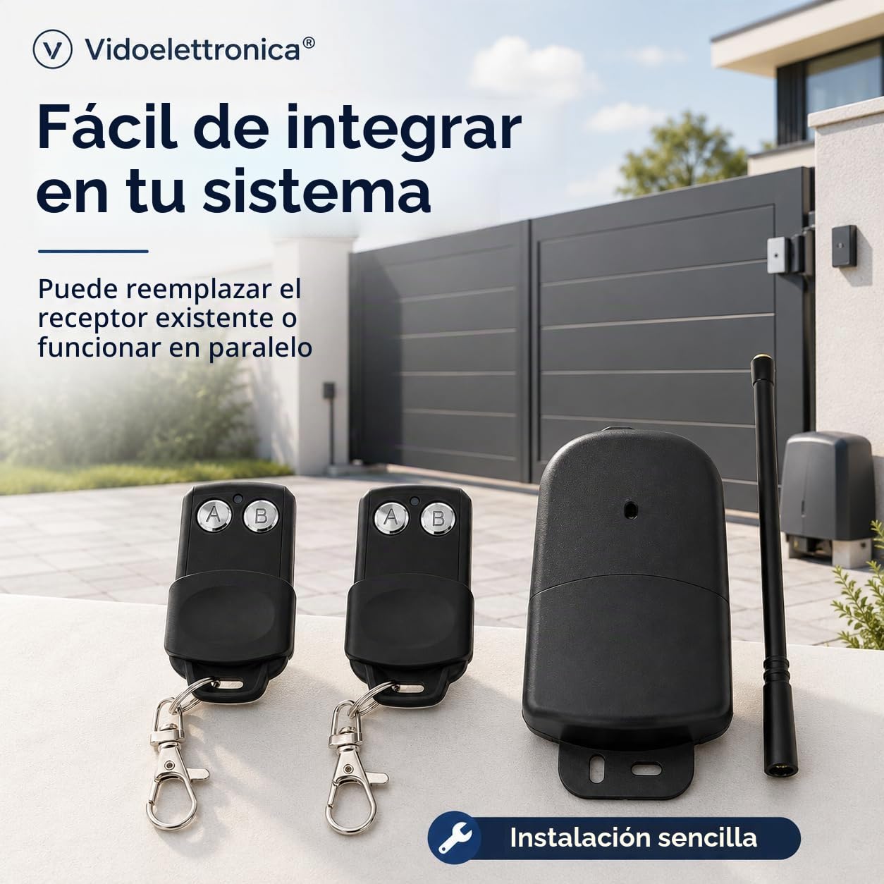 Kit receptor de exterior 433 MHZ 12 24 V 2 canales receptor con 2 mandos a distancia