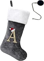 Vista 99 de Medias de Navidad de 20 pulgadas con monograma con letras, medias de Navidad súper suaves, medias grandes de monograma, medias de Navidad con letras