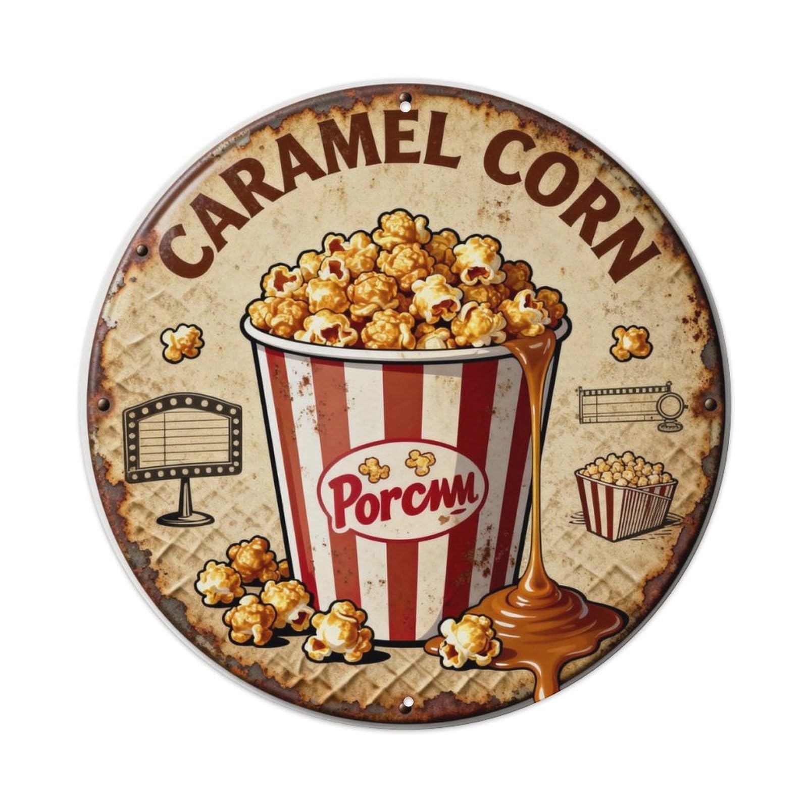 CARAMEL CORN Metal Tin Sign Plaque