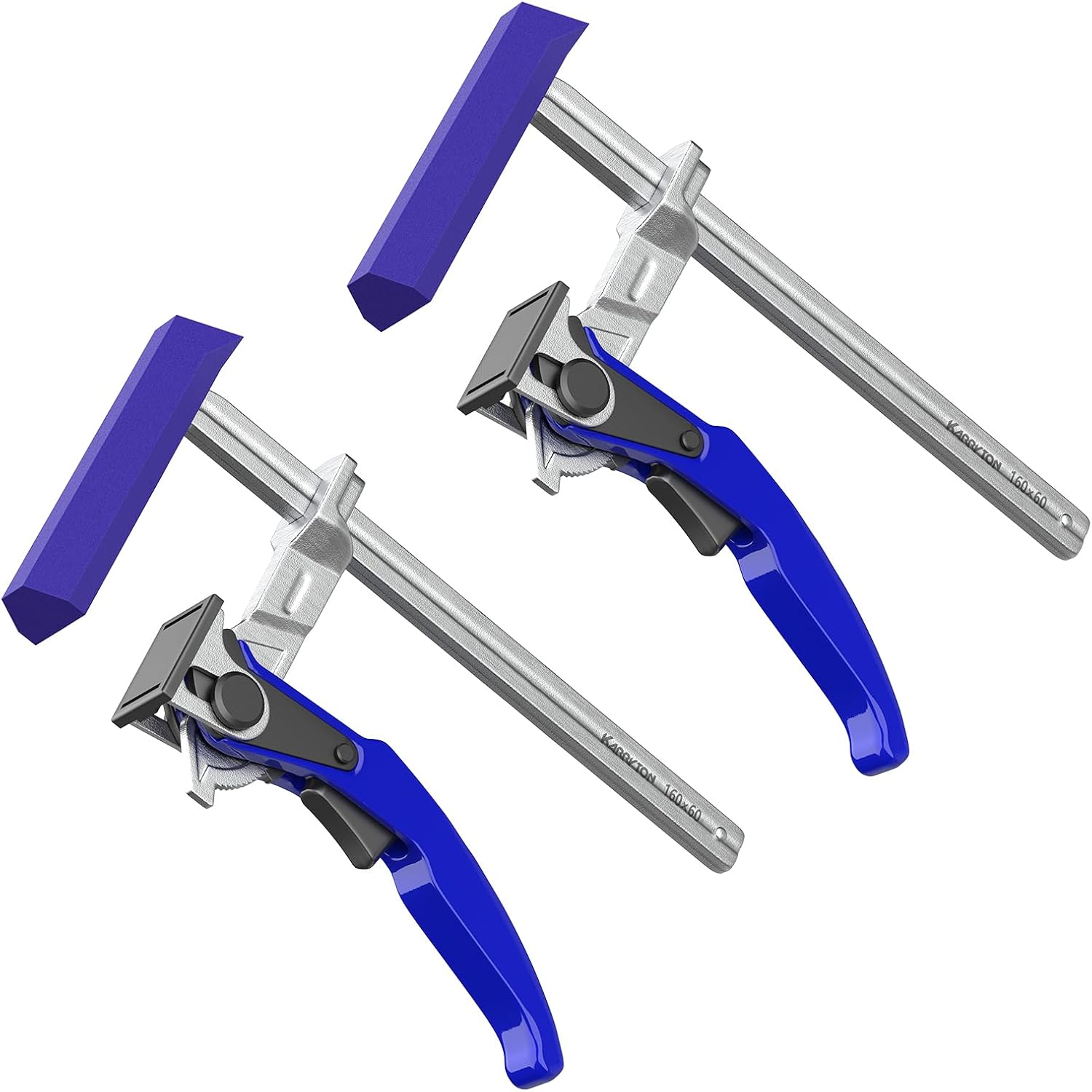 6-1/2" Ratchet Table Clamp, Quick Release Track Saw Clamps for MFT/Guide Rail System, 600LB Clamping Force w/Foot Cover and Non-Marring Pad (2-Pack)