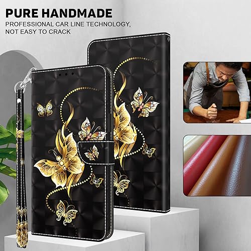 Miniatura 3 de OOPKINS Funda compatible con Moto E22  Moto E22i, piel sintética pintada con efecto 3D, con correa para muñeca, ranuras para tarjetas, a prueba de