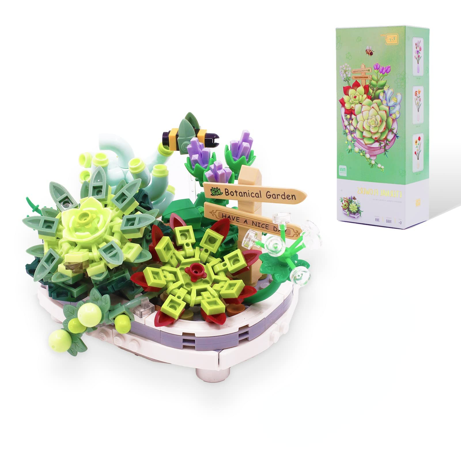 VevKoy Mini Flowers Bonsai Bouquet Bricks Model,Mini Botanical Collection Building Kits,NOT Compatible with Lego Bonsai Tree Plant Set (Green)