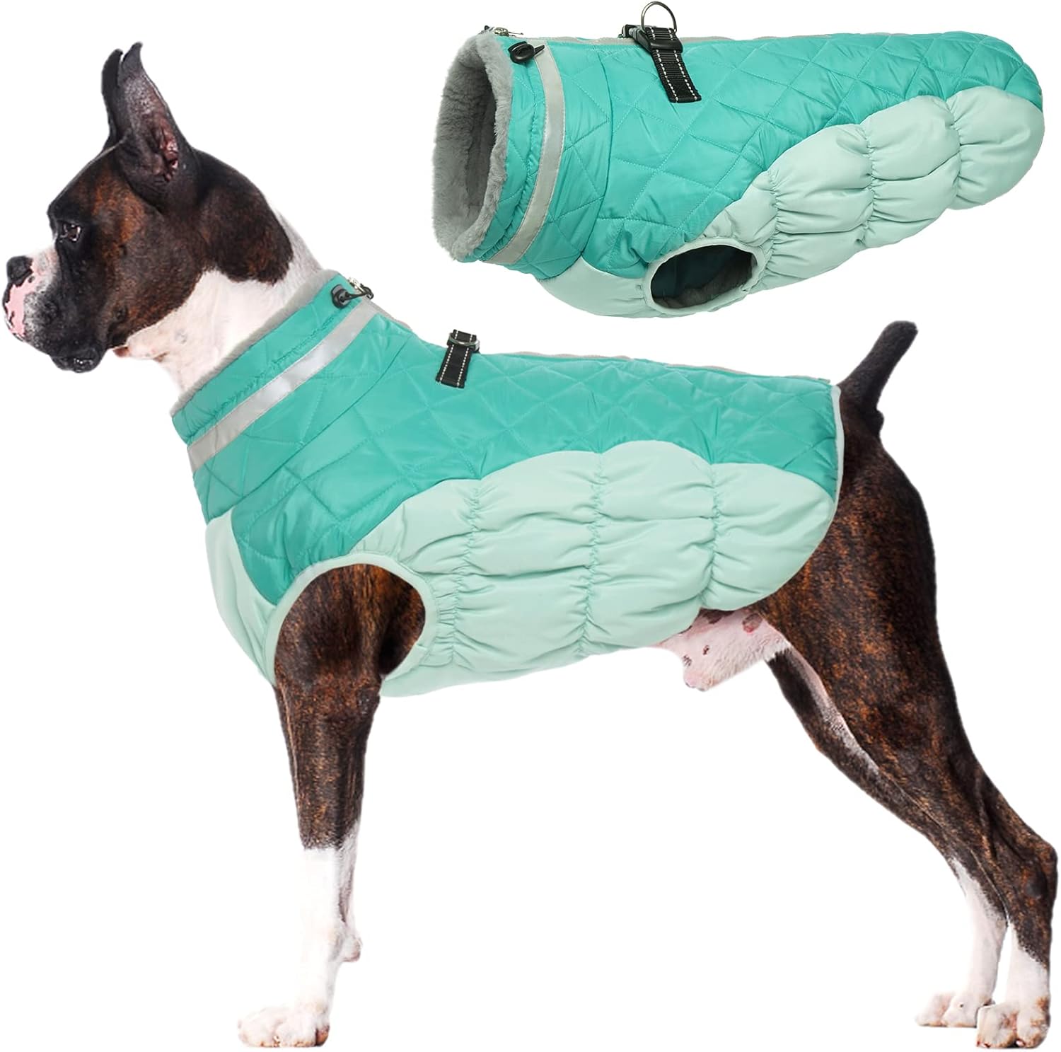 Lelepet Warm Dog Winter Jacket, Reflective Zippered Dog Coat with