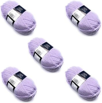Pack of 5 x 100g Balls Purple Chunky Yarn - Soft Lilac