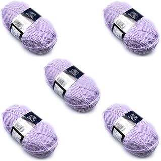 Paquete de 5 ovillos de 100 g, color morado y lila suave