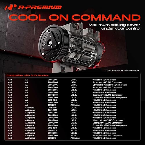 Miniatura 3 de A-Premium Compresor de aire acondicionado de CA con embrague compatible con A4 2004-2015, A4 Allroad 2013-2016, A4 Quattro, A5, A6, Q3, Q5, Q7
