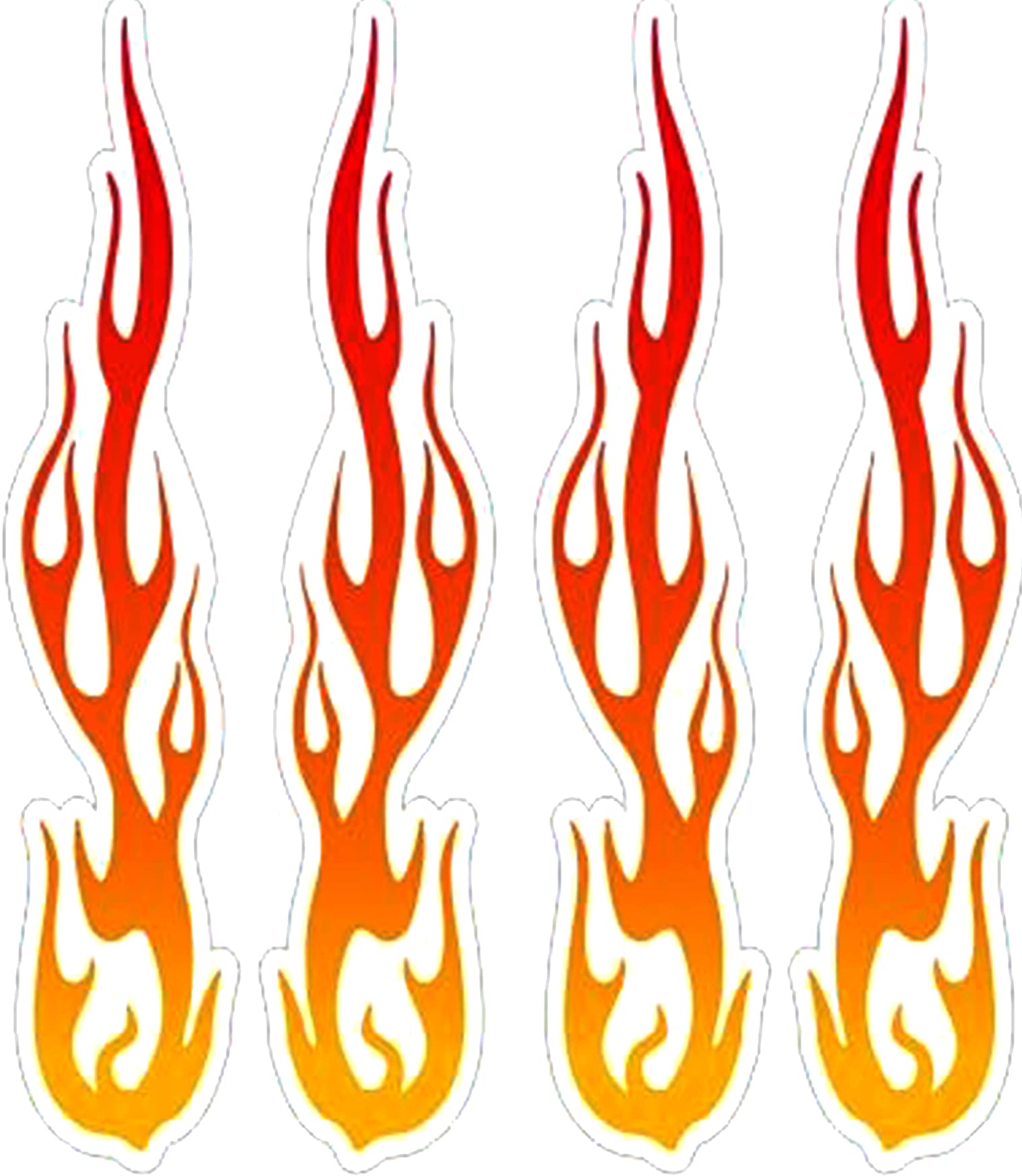 Decal, Vinyl Car Truck Decal, Laptop Decal, Car Window Wall Tool Box Sticker (Reflective Flame (4 Pcs/Set))