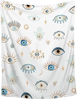 Amilient Evil Eye Pattern Throw Blanket Super Soft Cozy Plush Fleece Blanket Decorative Fuzzy Lightweight Blankets for Sofa Couch Bed Camping, 40"x50"-Kids/Throw Size