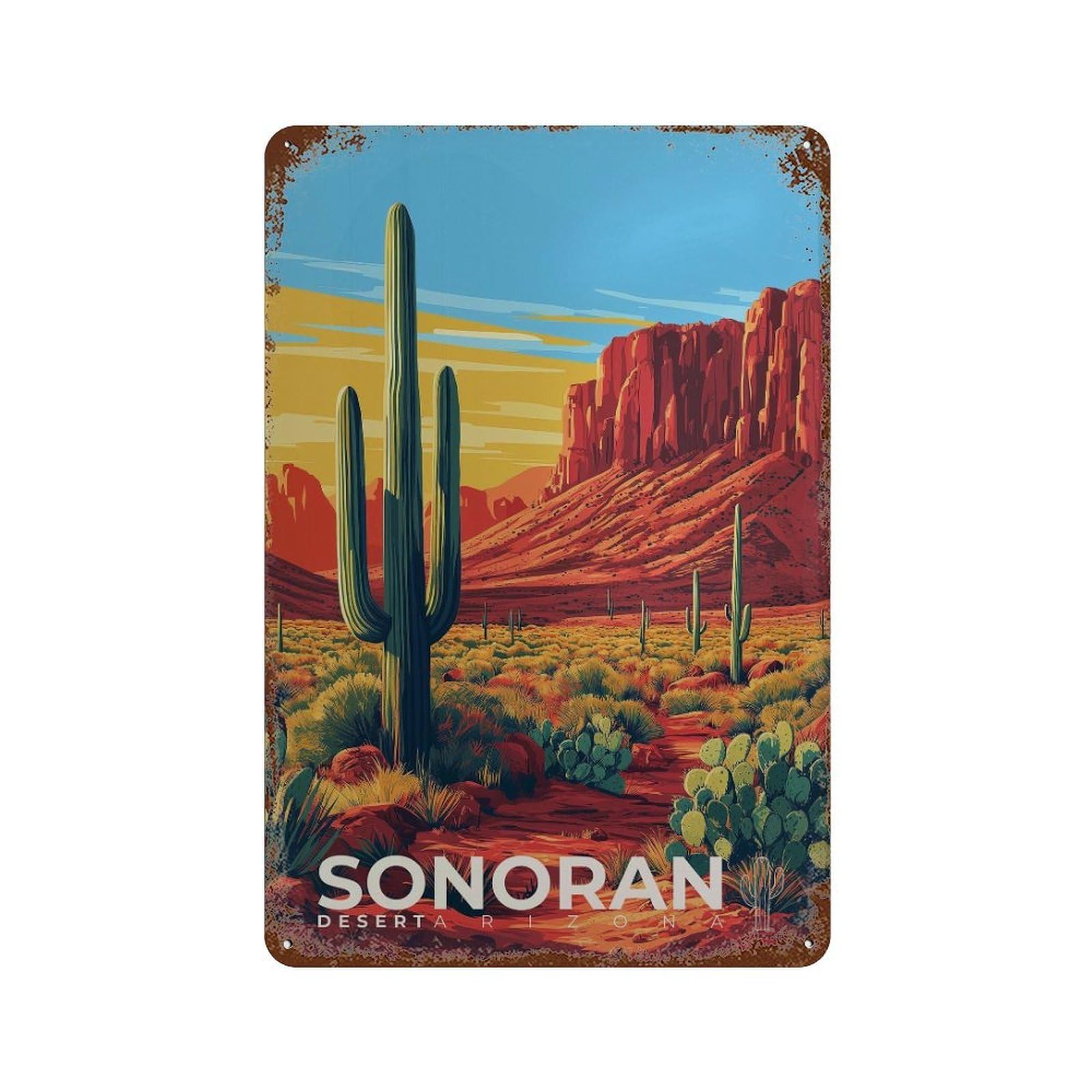 xiaoxiaoshen Sonoran Desert Travel Southwest Wall Decor Art Metal Tin Poster Modern Home Decor Art Home Bar Shop Decorations Vintage Sign 30x20cm