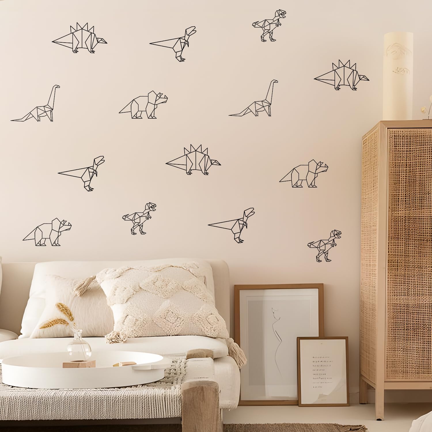 QUCHENG Dinosaur Wall Decals Animal Boys Bedroom Stickers Removable Decor Nursery Kids Room Modern Stylish Murals DIY Cute Decorations 5 Sheets