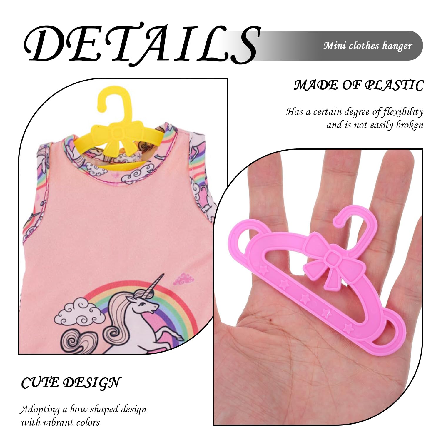 HDGSAFD Cintres À Jouets 20 Pièces, Mini Cintres En Plastiqu Cintres De Poupee Accessoires De Poupee Jouets Pour Filles