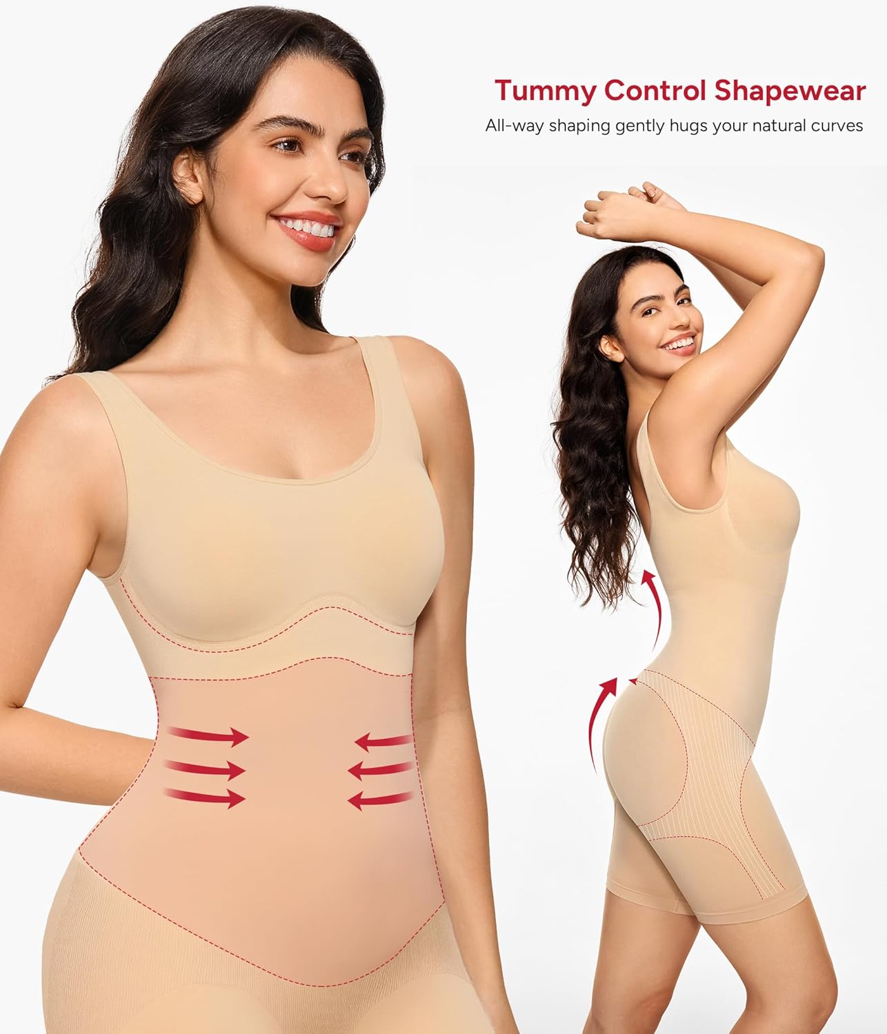 Nebility Bodysuit Shapewear for Women Tummy Control Body Shaper Waist Trainer Body Suit - Image 2