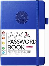 GoGirl Password Book with Alphabetical tabs – Internet Address & Password Keeper Logbook for Password Organization, Journal Notebook for Saving Website Logins. Medium Size 5.3″ x 7.7″, Royal Blue
