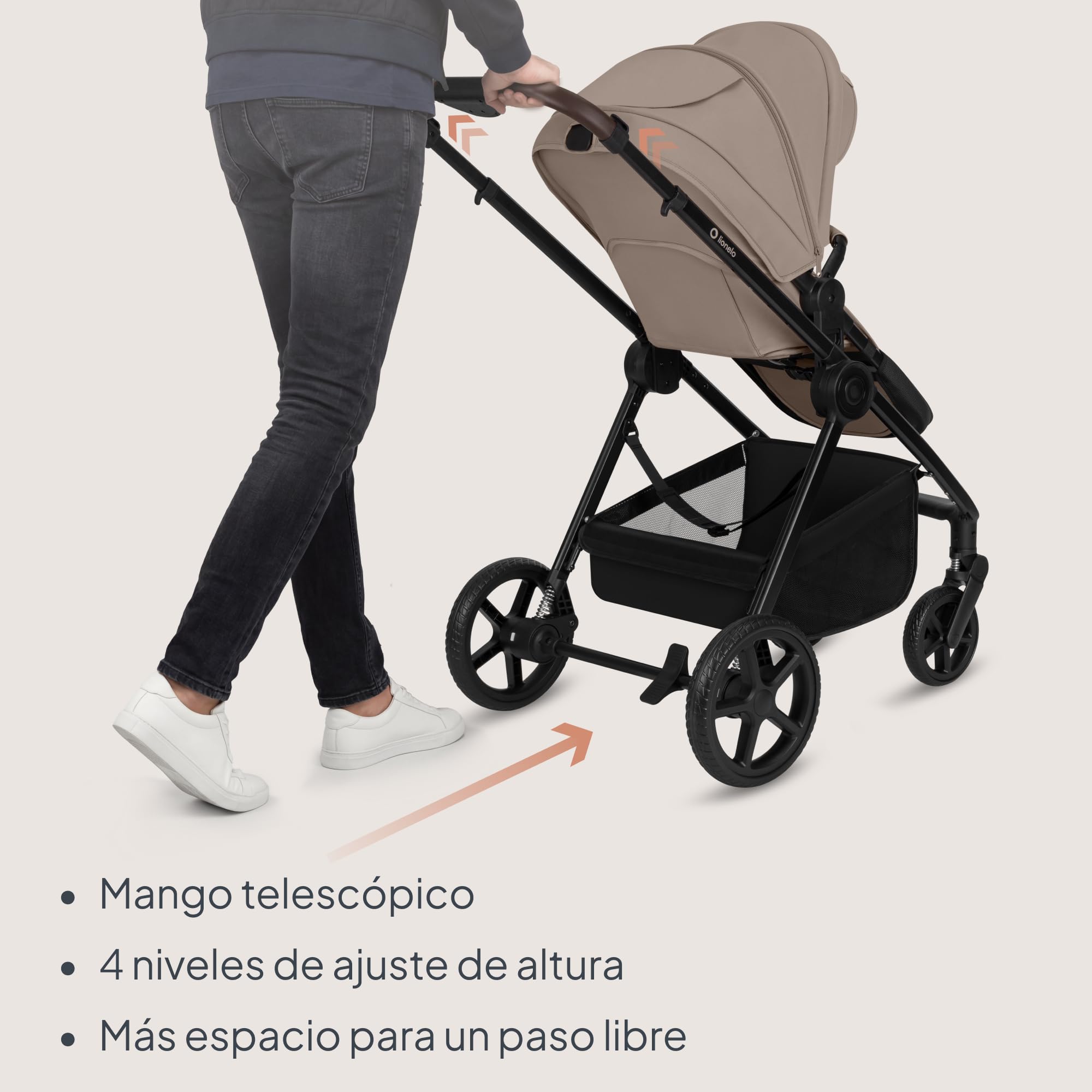Lionelo Greet de Carrito Bebé 3 en 1 (0-4 años, 0-22 kg) | Capazo grande, Asiento Reversible, Estructura Ligera, Suspensión, Posición Reclinable, UPF50+