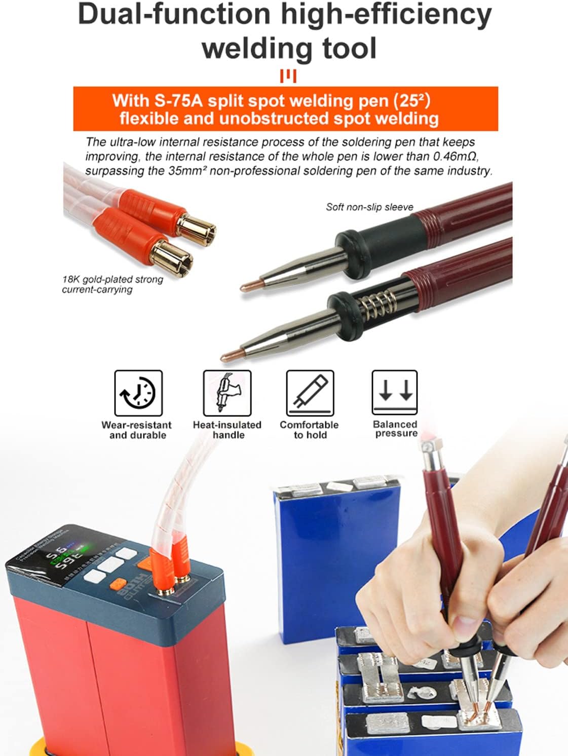 KLUFO Spot Welder 801H Pulse Welder,Battery Aluminum to Nickel Large Single Battery Spot Welder,19.8Kw Cordless Welding Machine Led Pulse Spot Welder