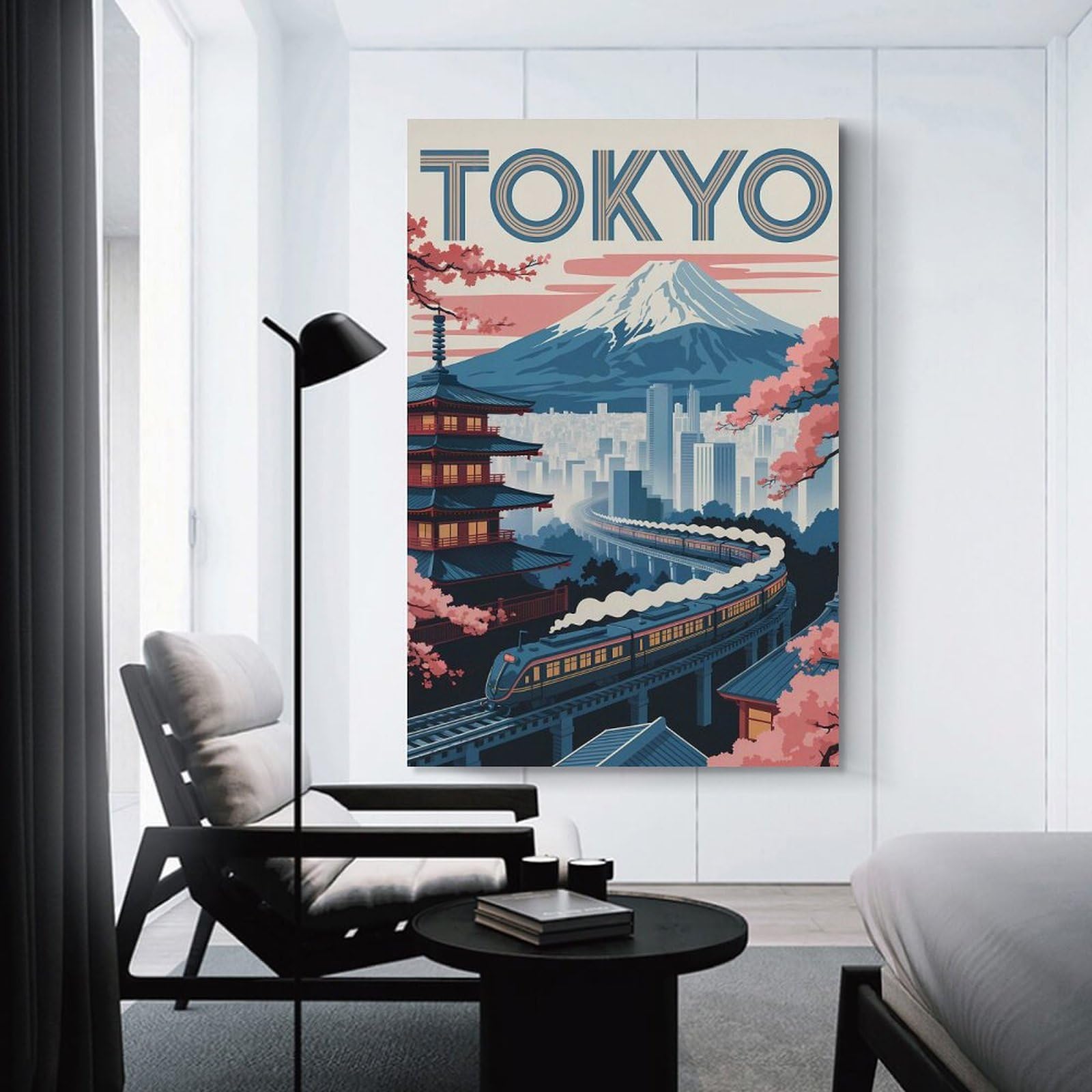 Junmoney Canvas Wall Decor Tokyo Travel (6), 08x12inch(20x30cm), for Bedroom, Guest Room Or Reading Nook, Decorative Wall Art for Cosy Rooms