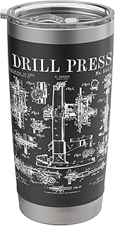 Machinist Carpenter Drill Press Woodworking Vintage Patent Stainless Steel Insulated Tumbler