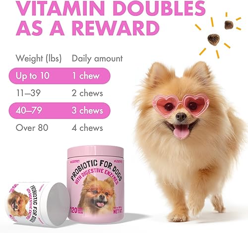 Miniatura 4 de Probióticos para perros, enzimas digestivas naturales, prebióticos para alergias, alivio de picazón, flora intestinal, coprofagia, tratamiento de