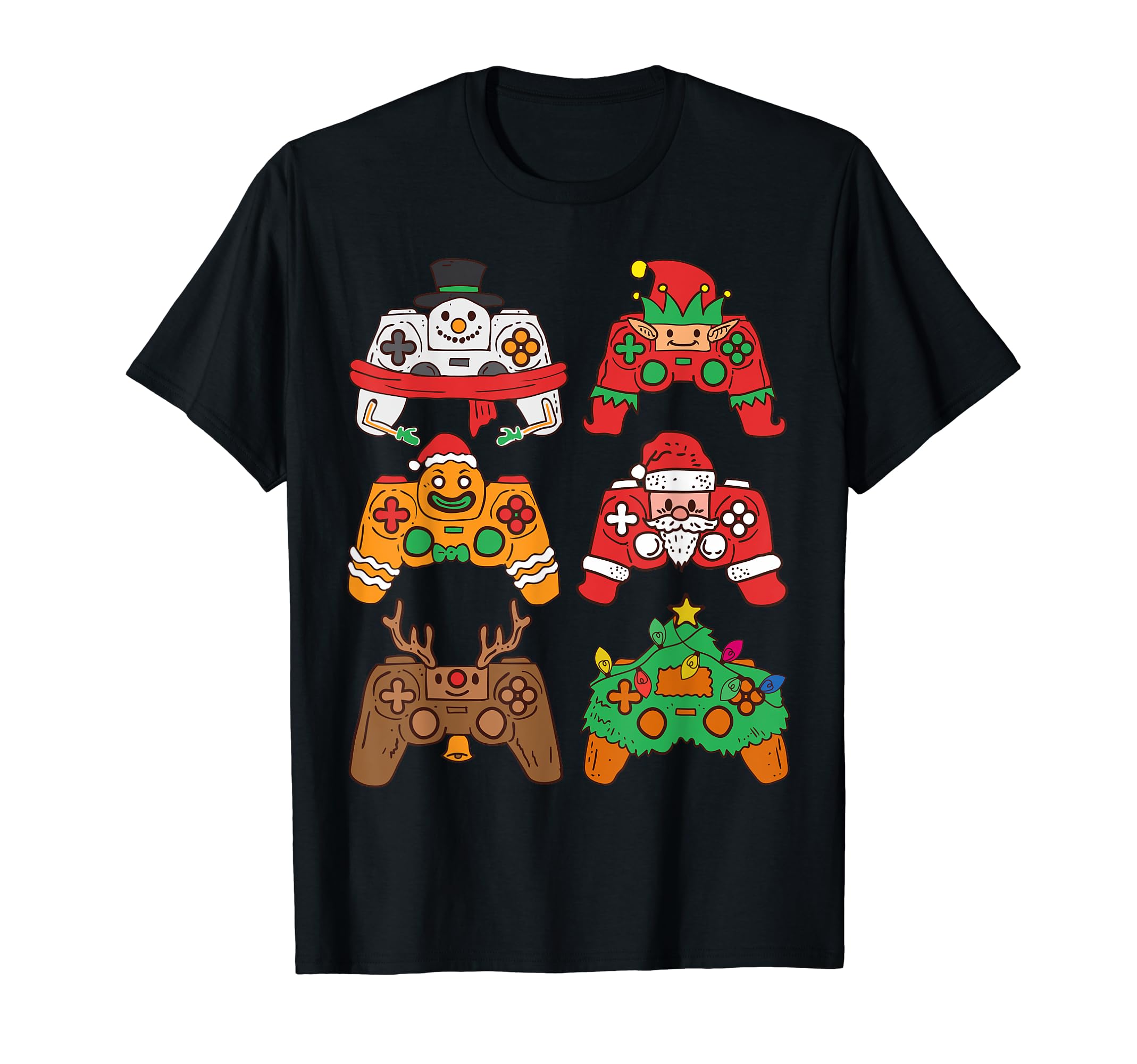 Christmas Santa Elf Gaming Controllers Gamer ShirtChristmas Santa Elf Gaming Controllers Snowman Boys Kids T-Shirt