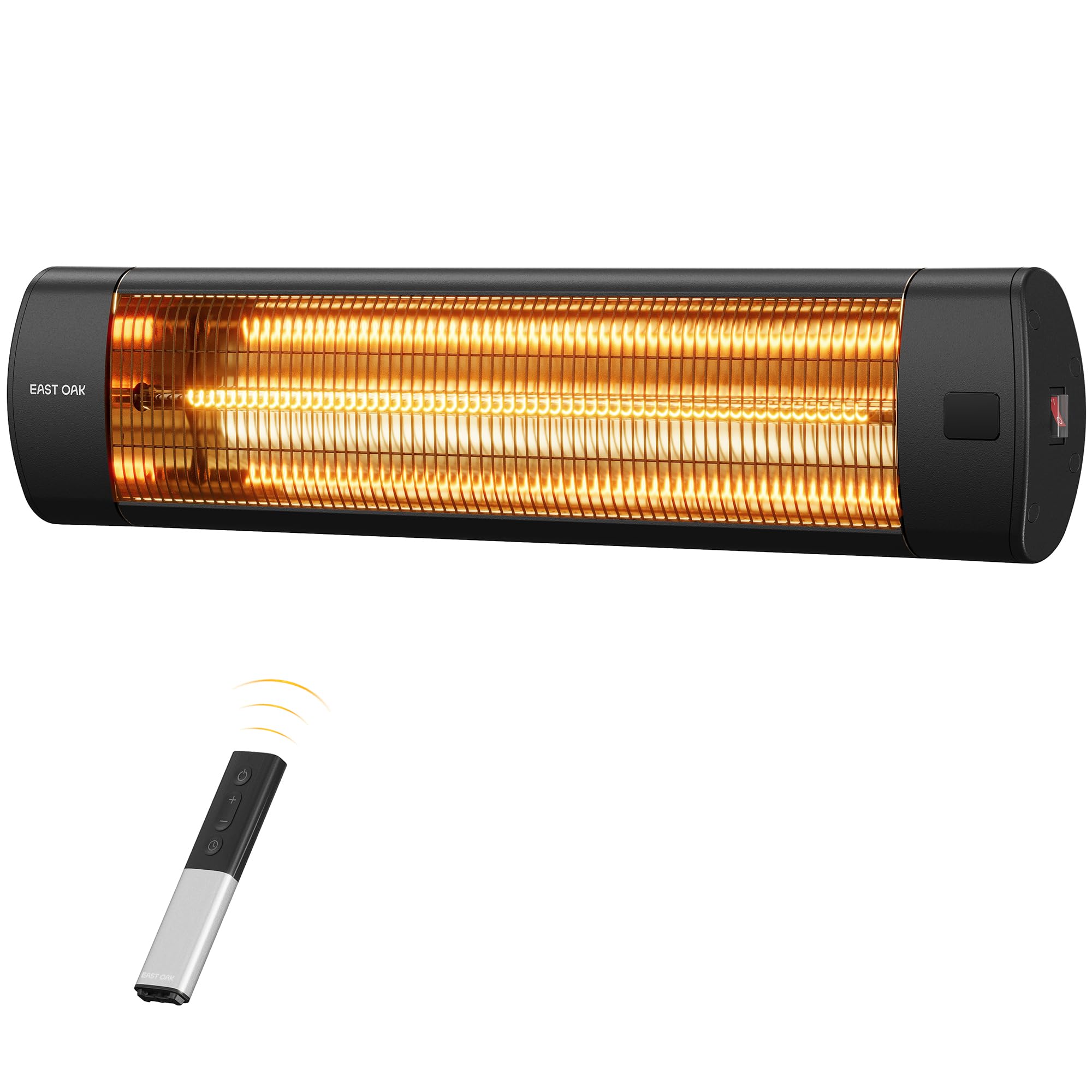 EAST OAK Electric Patio Heater | 1500W Wall Mounted Infrared Heater for Outdoor, Garage, Backyard, Restaurant | 24H Timer, IP65 Waterproof | 3 Heat Levels & Overheating Protection | Black