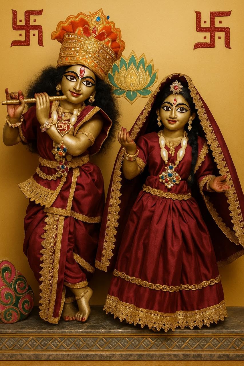 handcrafted silk dress for radha–krishna idols – 11–12 inch