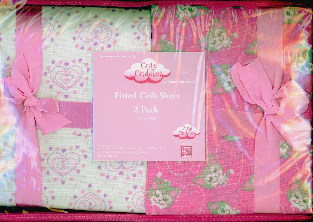 Cute Cuddles 2 Pack Fitted Crib Sheets -3 Print/color Choices (pink)