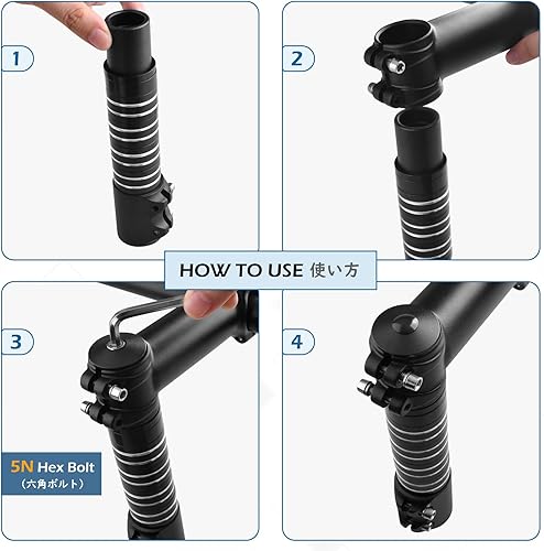 Vista 48 de TRIWONDER Adaptador de vástago de bicicleta para MTB, BMX, bicicletas de montaña, elevación de cabeza de aleación de aluminio 01 Negro