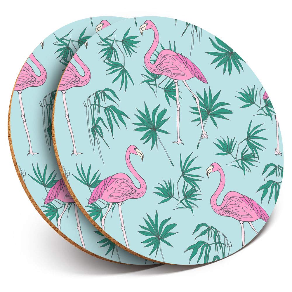 Lot De 6 Dessous De Verre En Cuir Motif Flamant Rose Tropical De