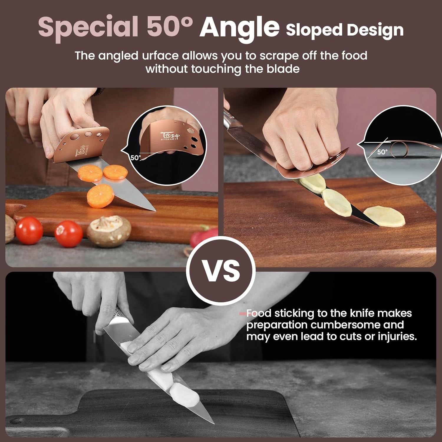 SYOKAMI Stainless Steel Finger guards for cutting food, Finger Protectors for Slicing as Gift for Couple, Women or Mom with Gift Box Rose Gold