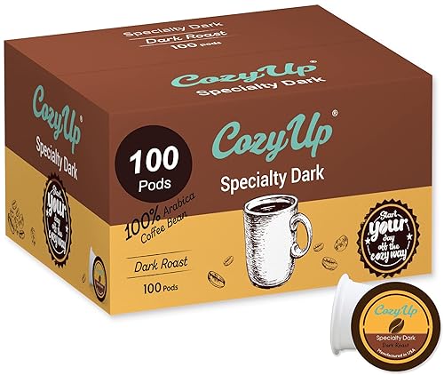 CozyUp Specialty Dark Cápsulas de café de una sola porción para cafeteras Keurig K-Cup café tostado oscuro 100 unidades CozyUp Specialty Dark Cápsulas de café de una sola porción para cafeteras Keurig K-Cup café tostado oscuro 100 unidades