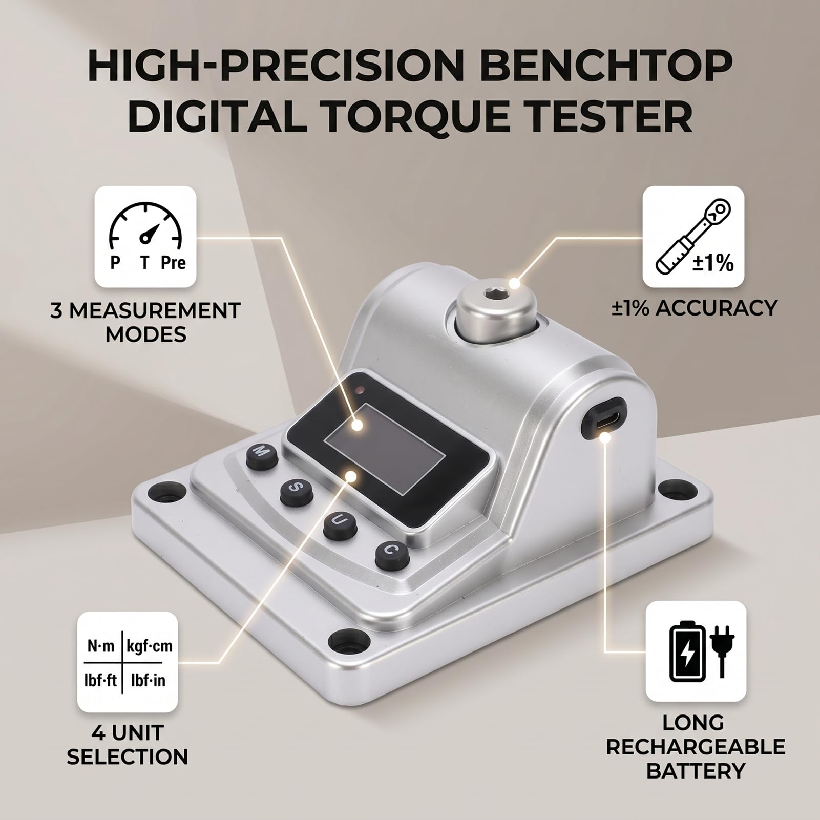 Tester di Coppia Digitale Strumento di Misurazione Accurato per Officine di Ingegneria Meccanica Materiale ABS
