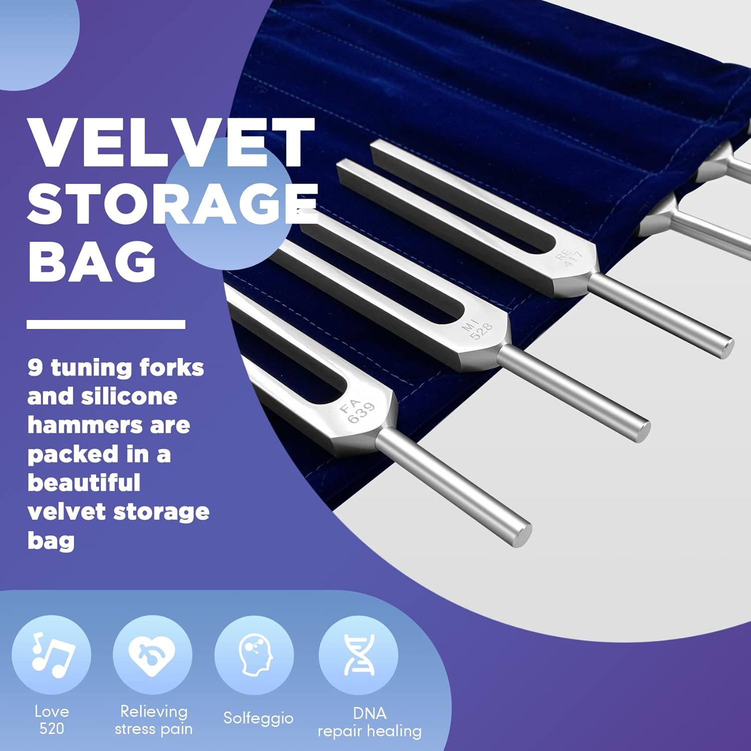 Solfeggio Tuning Fork Set - 9 Tuning Forks Perfect for DNA Healing, Chakra, Sound Therapy, Keep Body, Mind and Spirit in Perfect Harmony.(174 Hz, 285 Hz, 396 Hz, 417 Hz, 528 Hz, 639 Hz etc) : Musical Instruments