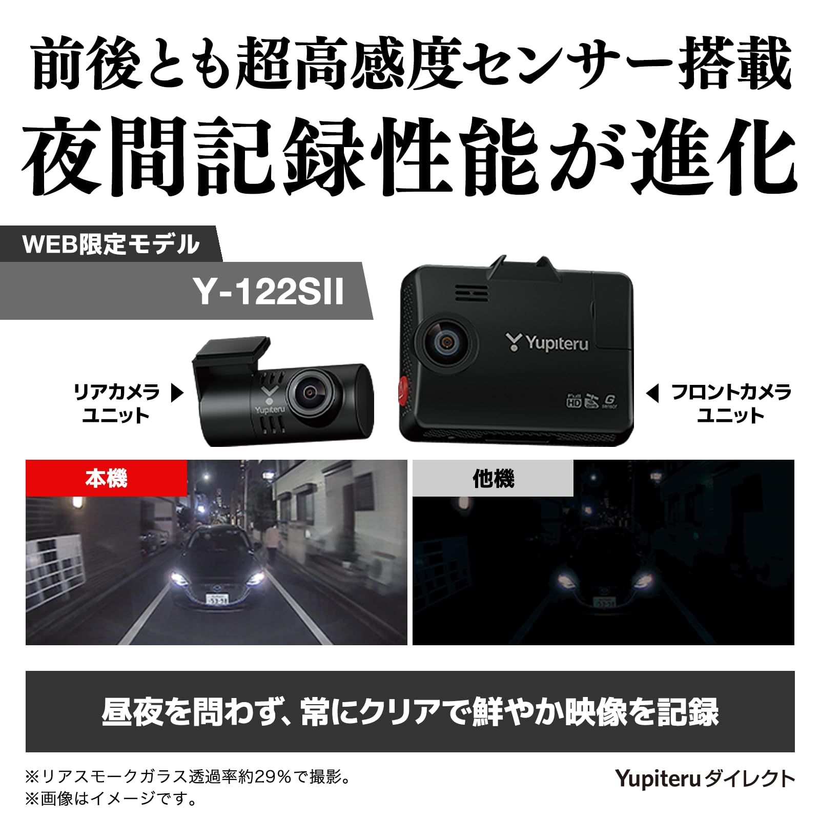 Amazon.co.jp: ユピテル 前後2カメラ ドライブレコーダー Y-122SⅡ 【Y