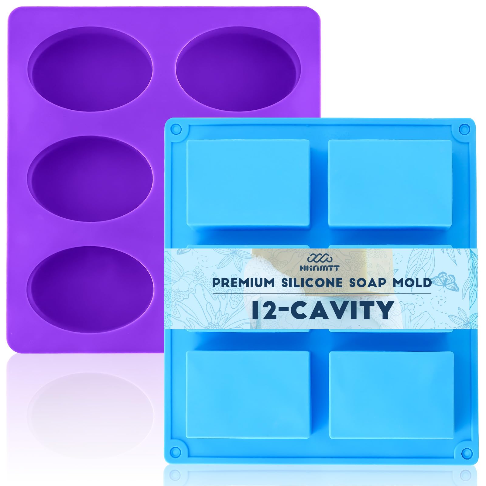 HKNMTT Oval Suqare Soap Mold 6-Cavity Silicone Molds for Handmade Craft