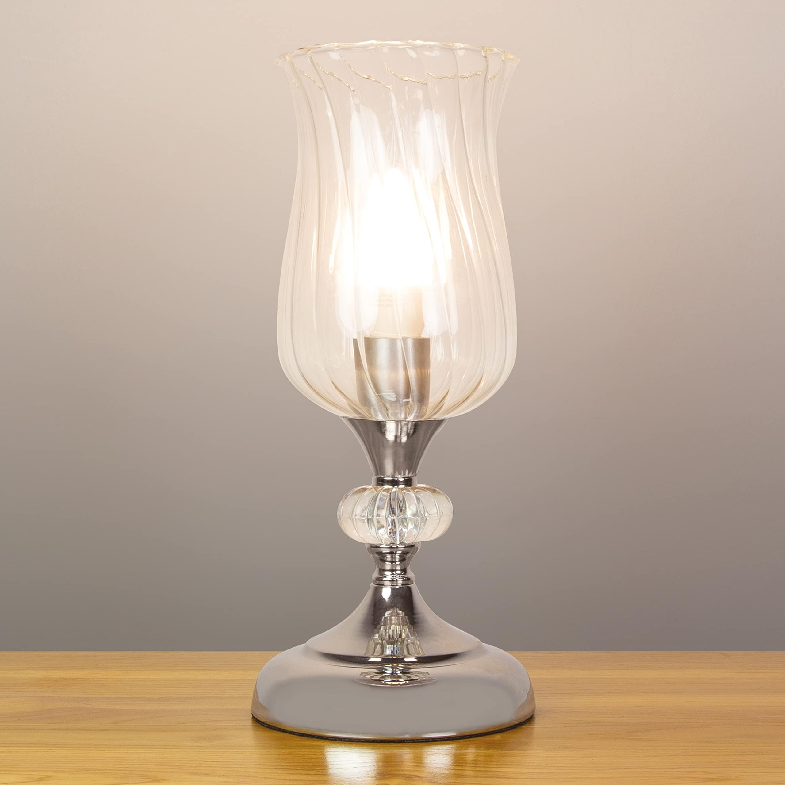 Anika 62519 Hurricane Table Lamp with Touch Activated Base / 3 Brightness Settings / Easy to Install Bulb / Chrome Effect / Mains Powered / 28 x 12.5cm