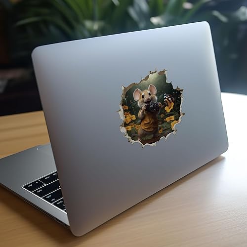 Miniatura 8 de Pegatina de pared 3D con agujero de ratón para fotógrafo, diseño de ratón