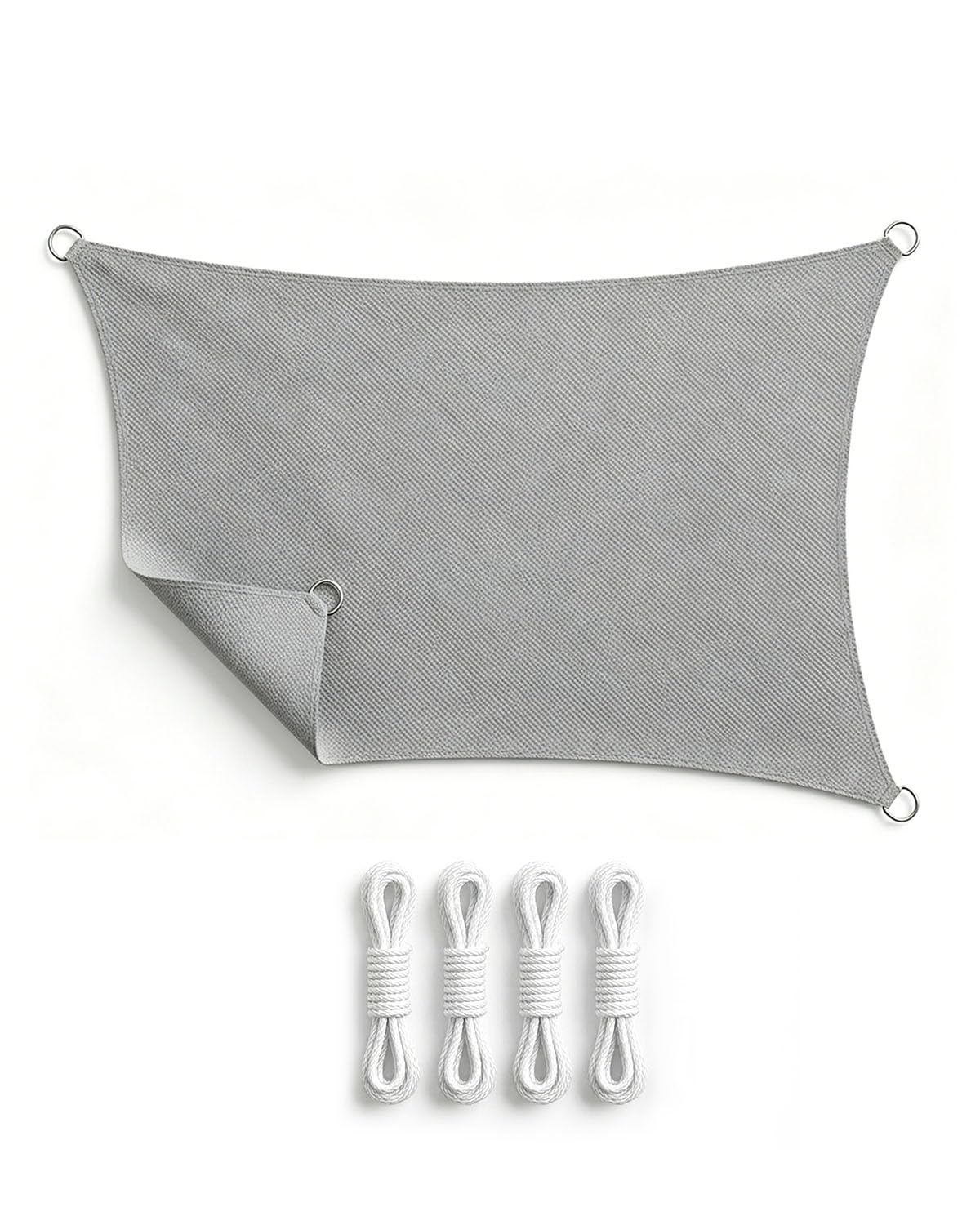 Sonnensegel 3x4m Rechteckig, HDPE Sonnenschutz Wasserdicht und Reißfest, UV-Schutz, Windbeständig, Outdoor Sonnensegel für Balkon, Garten, Terrasse oder Patio, Grau