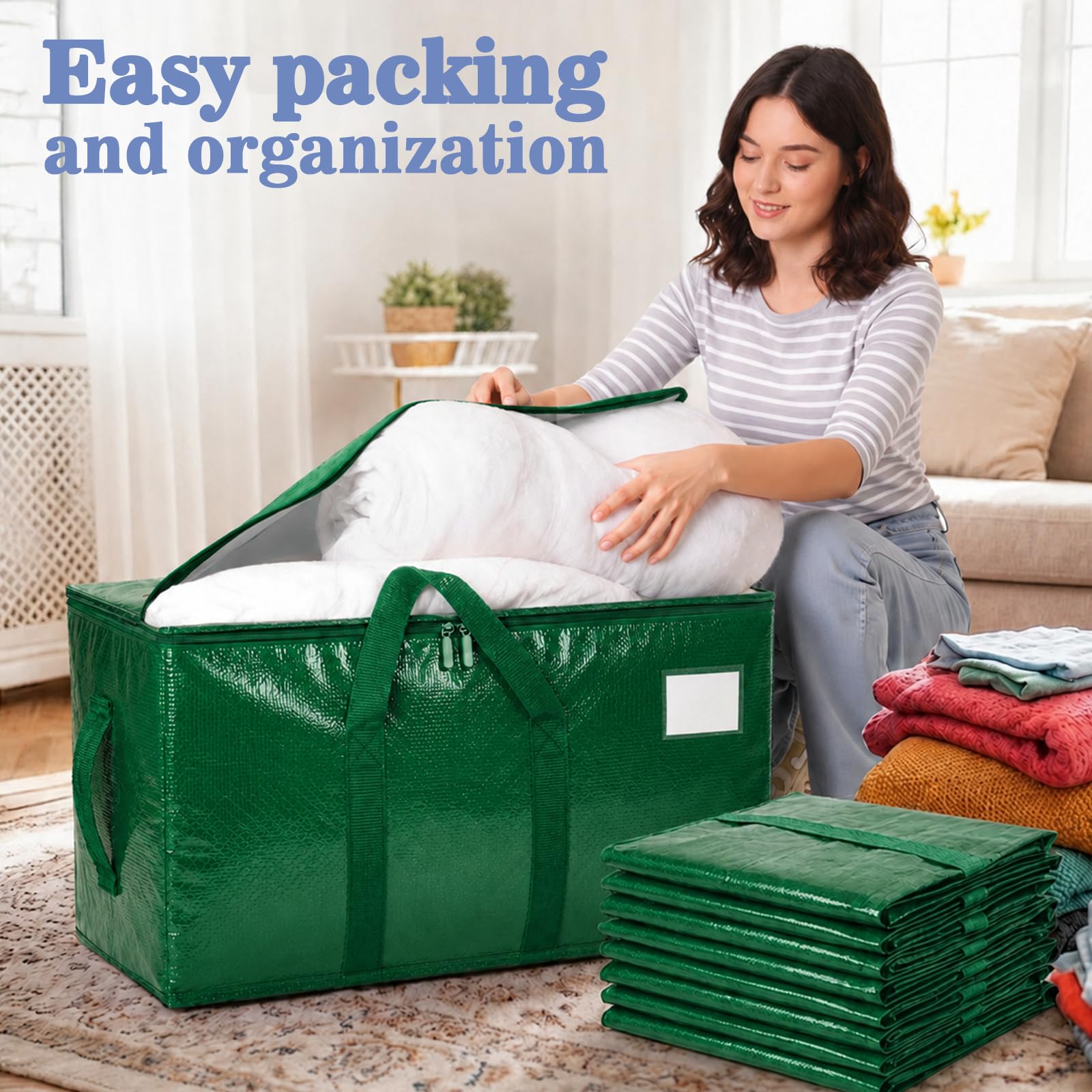 Songrey Extra Large Heavy Duty Moving Bags, 6 Pack, Dark Green view 5