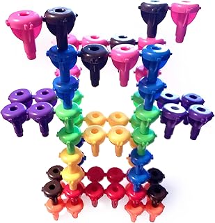 KIDS KORNER Stack, Connect & Build Peg Construction Toys for Big Kids | STEM Fine Motor Skills Toys - Stacking Toys and Building Toys | 64 pc Pegs & Activity eBook Download