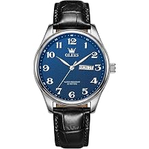 OLEVS Watches for Men Big Face Casual Leather Band Wrist Watches for Man