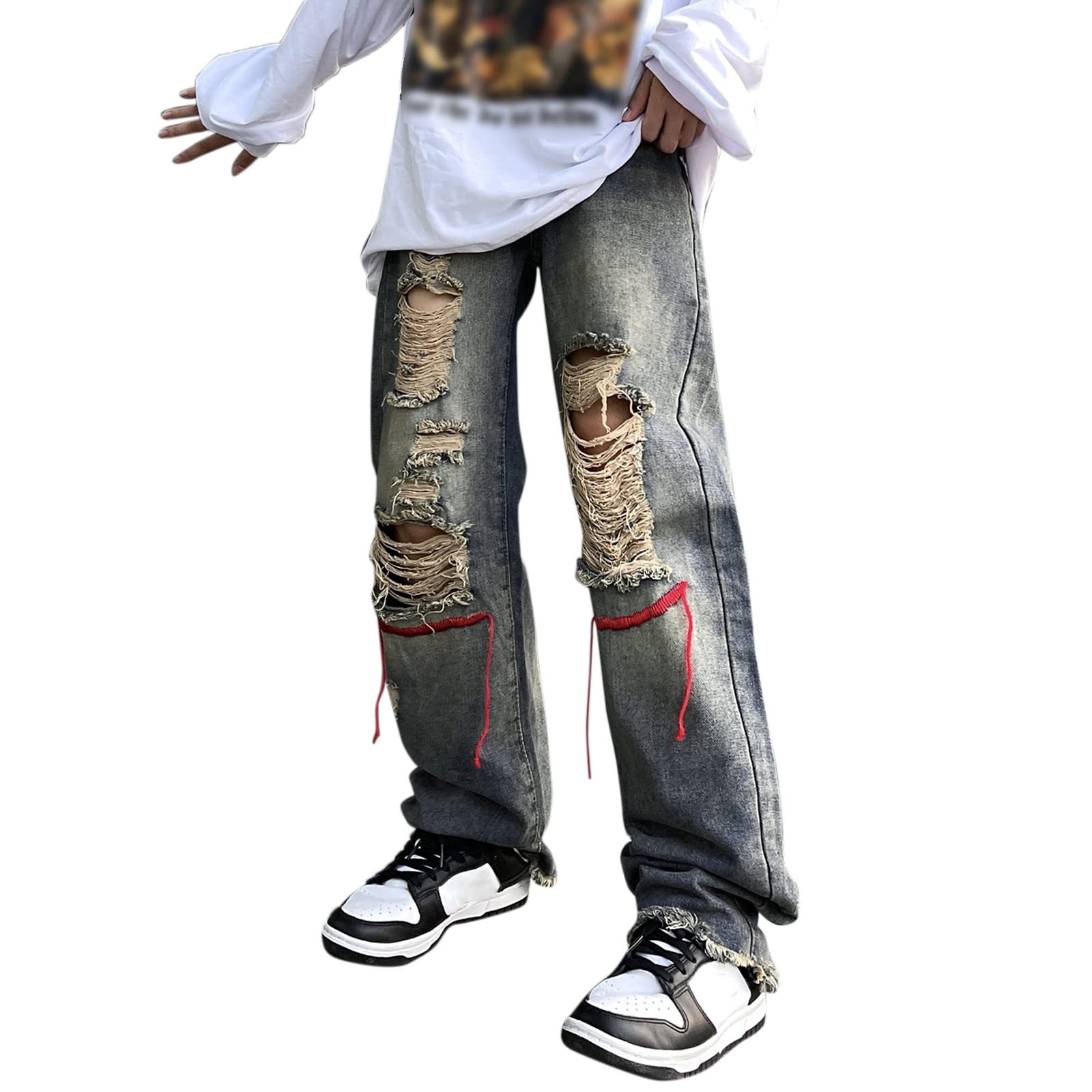 Baggy Jeans Men's 90s Hip Hop Jeans Men's Slim Fit Stretch