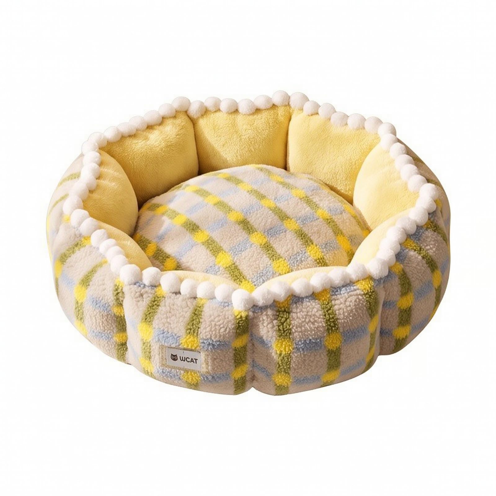 Cuccia a Rotonda Imbottito Lettino, Plaid Giallo, L