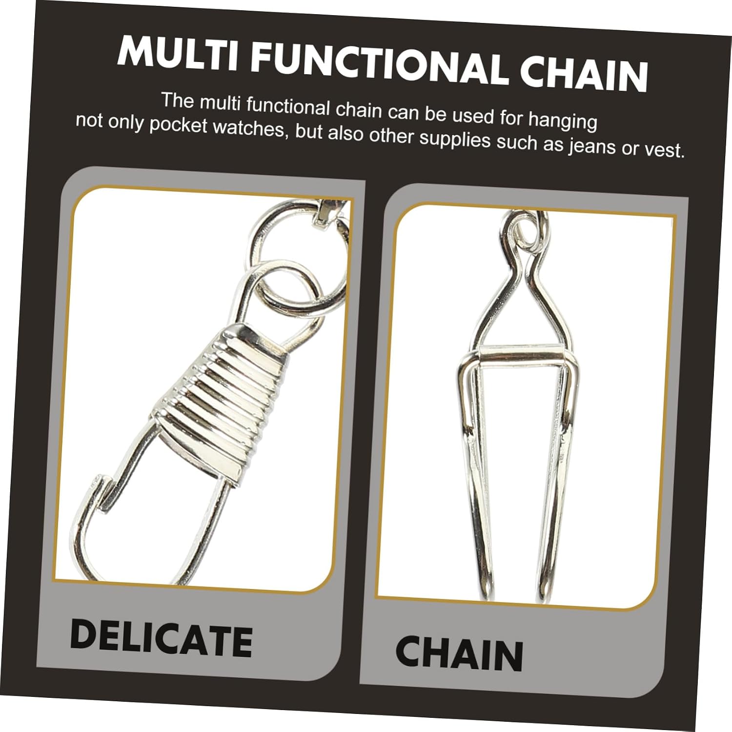 Classic Alloy Pocket Watch Chain with Silver Snake Design Metal Alloy Vest Hanging Chain for Men Practical Jean Accessory with Fine Craftsmanship and Lightweight Portability