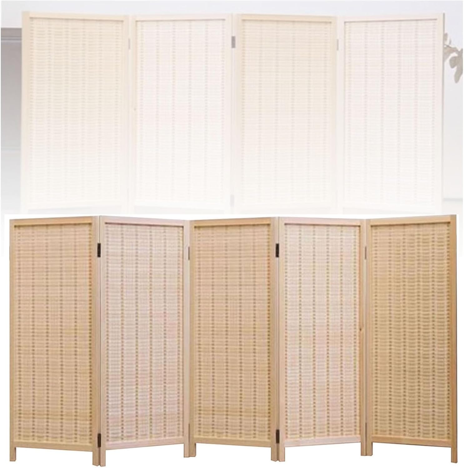 Short Room Divider Short Room Divider,Folding Weave Blackout Privacy Screen,Movable Protective Separator Partition,for Home Study Office Kindergarten,One Color,6 Pieces