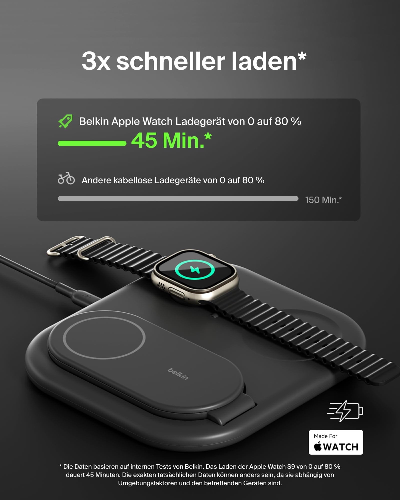 Belkin BoostCharge Ladegerät induktive 3-in-1 Ladestation Qi2, 15 W, klappbar MagSafe-kompatibles... Ansicht 3