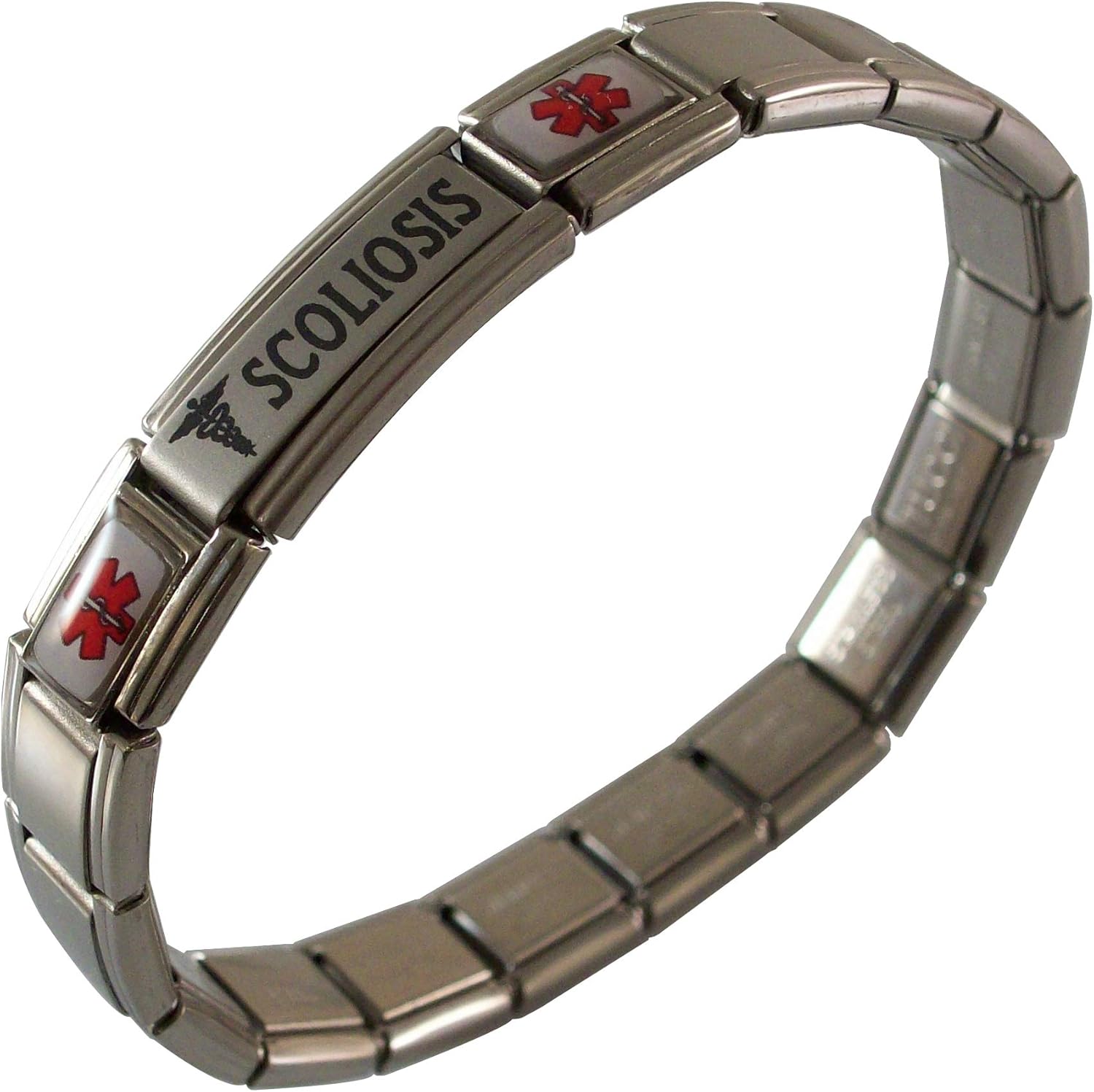 Scoliosis Medical Alert ID Bracelet Steel Awareness Any Size