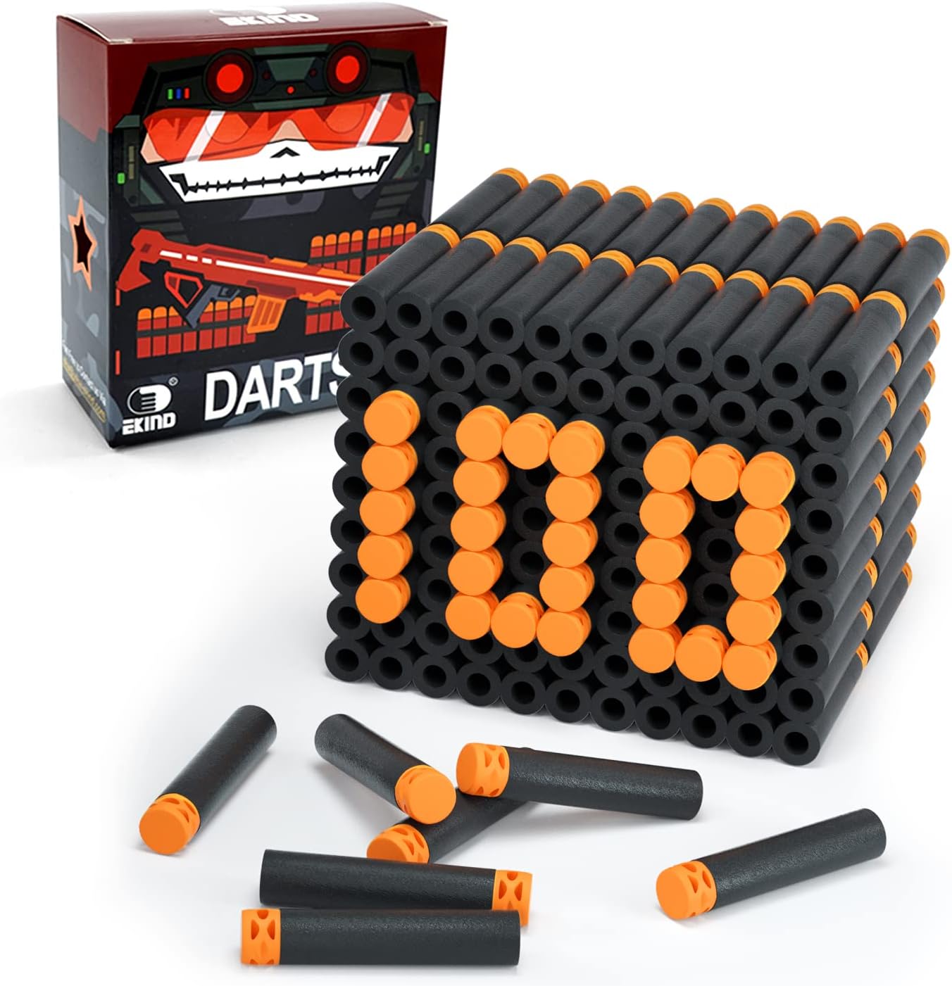 EKIND 100 Pcs Waffles Darts Refill Pack Foam Bullet Compatible for NERF N-Strike Series Blaster (Black)