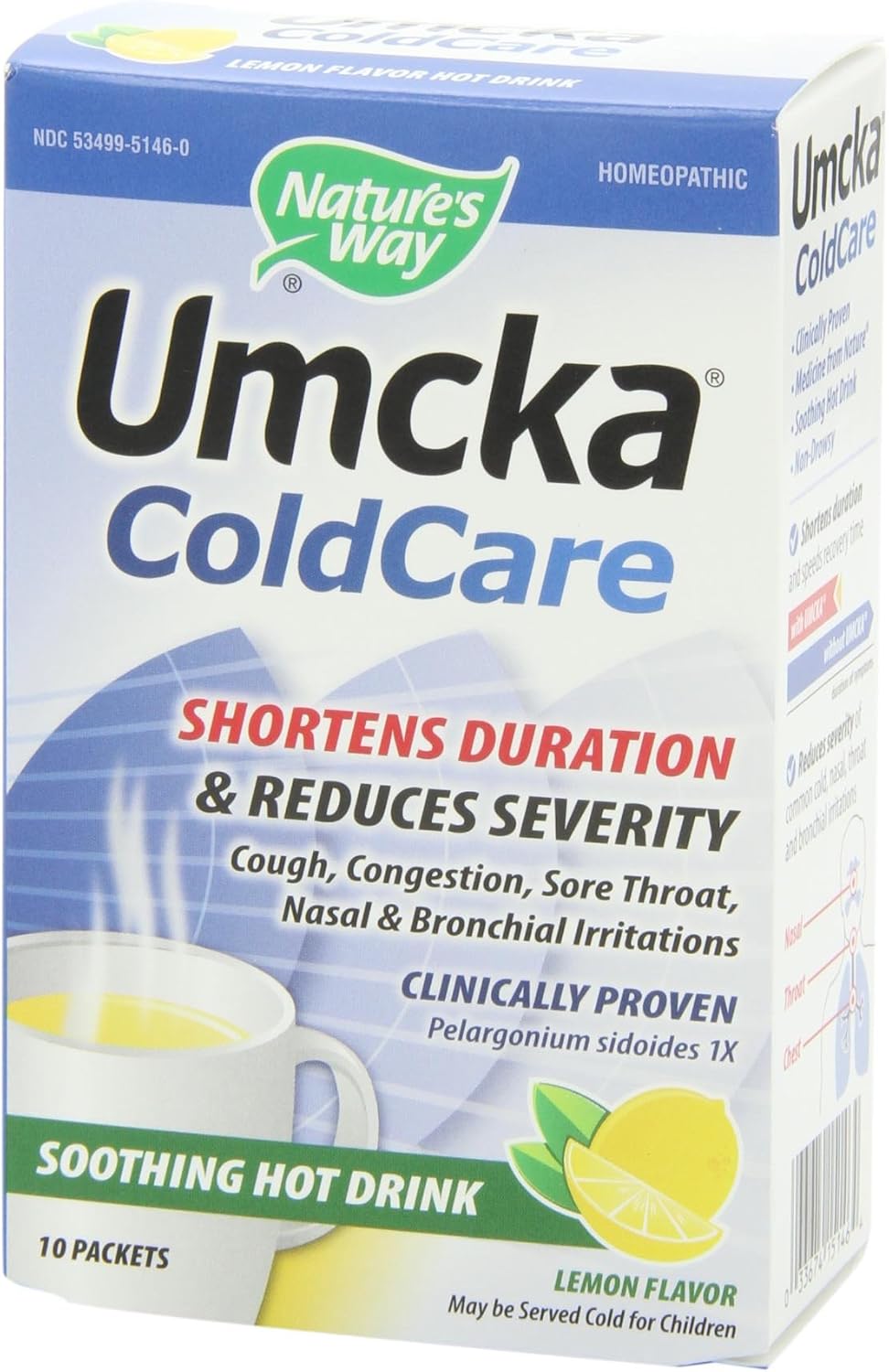 Nature's Way Umcka ColdCare Hot Drink, Soothing Lemon Flavored Drink, 10 Packets, Pack of 2
