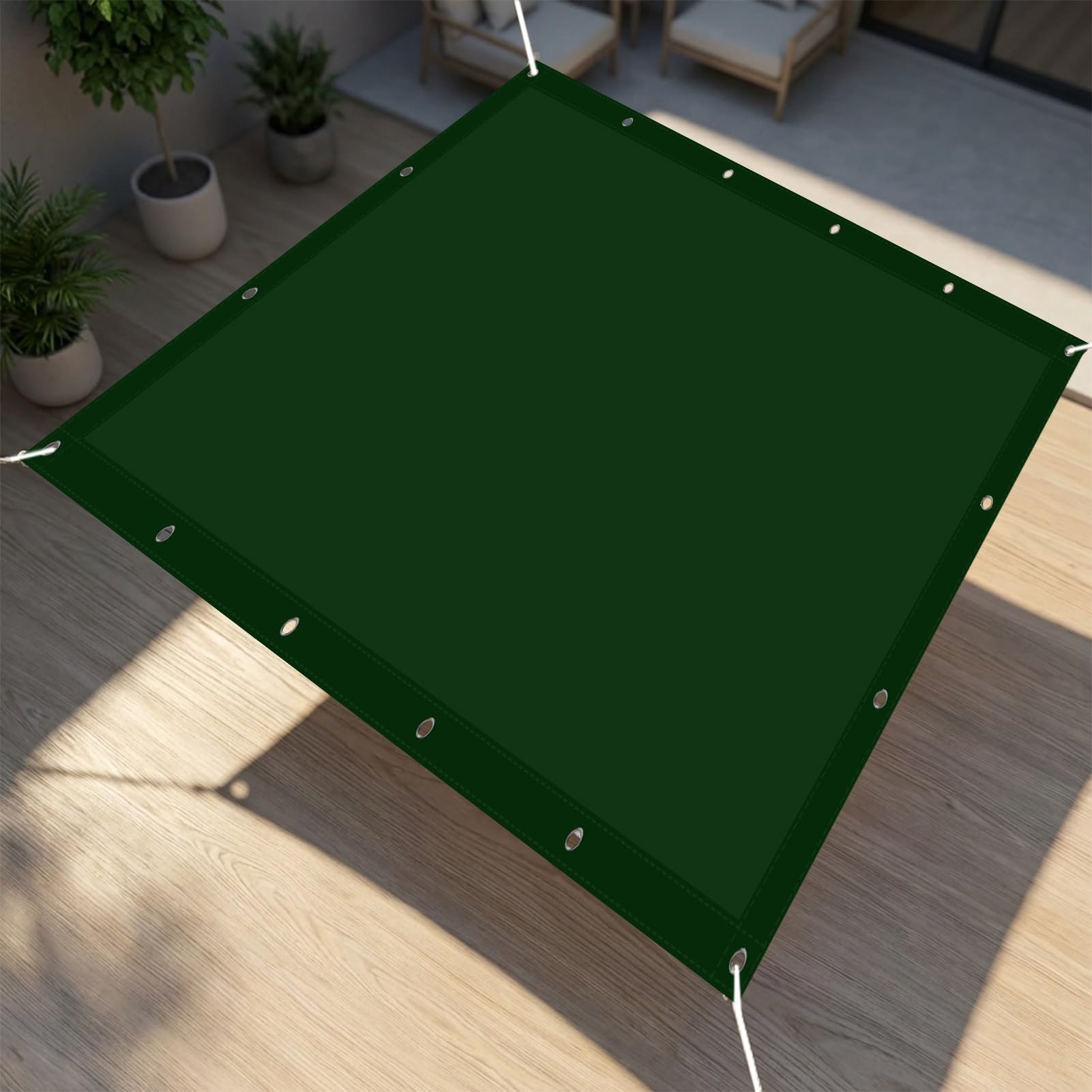 Toile ombrage 190x900 cm vert foncé rectangulaire avec oeillets pour balcon et terrasse